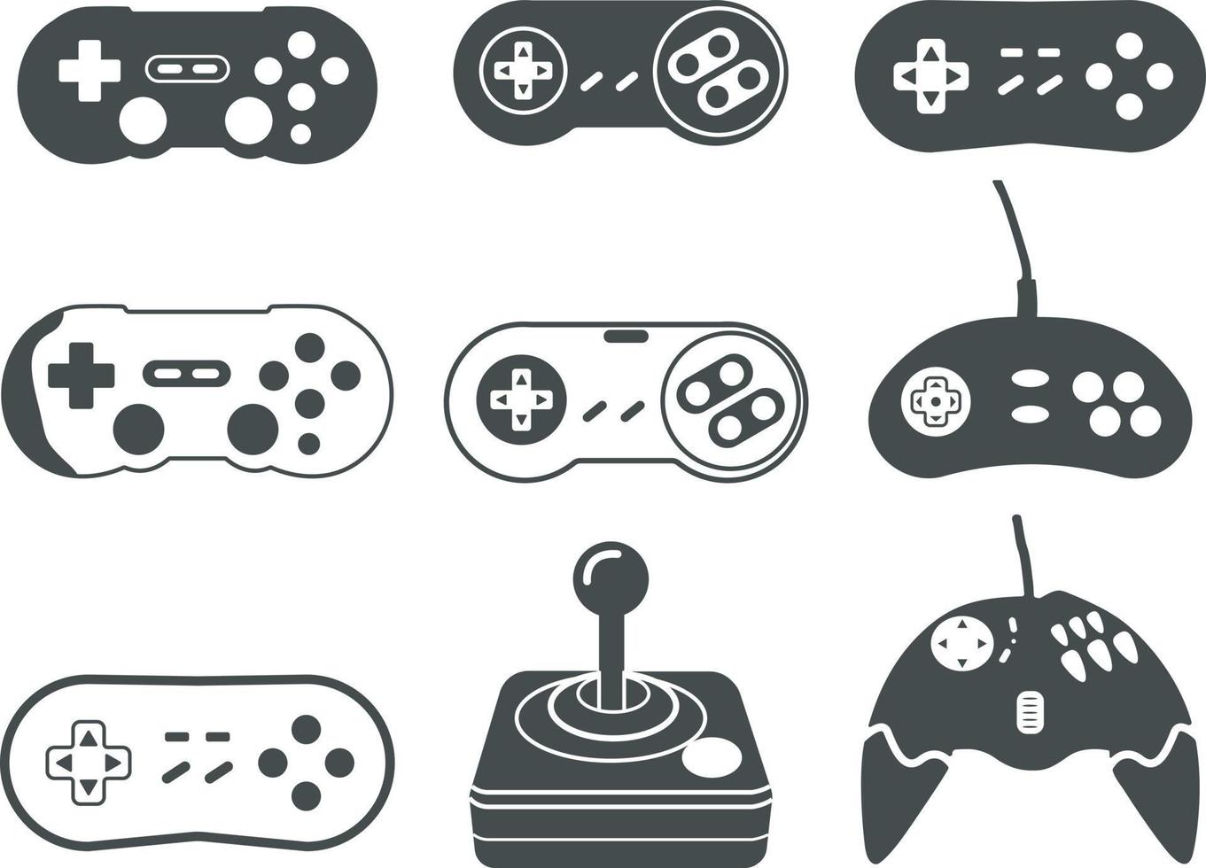 Game controller silhouette,Old Game Controller SVG, Video games joystick, playing device, Game console vector illustration.
