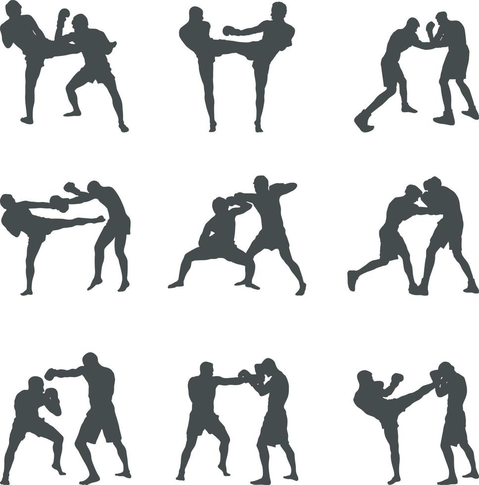 Boxing silhouettes, Boxing silhouette set, Boxers silhouettes, Boxing SVG, Boxing vector