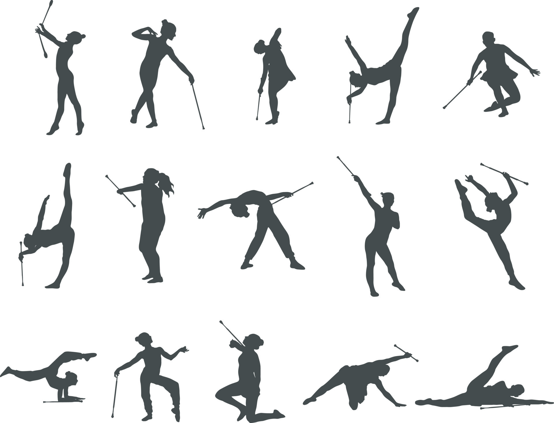 Baton Twirling Silhouette, Twirling Svg, Sport Baton Silhouette ...