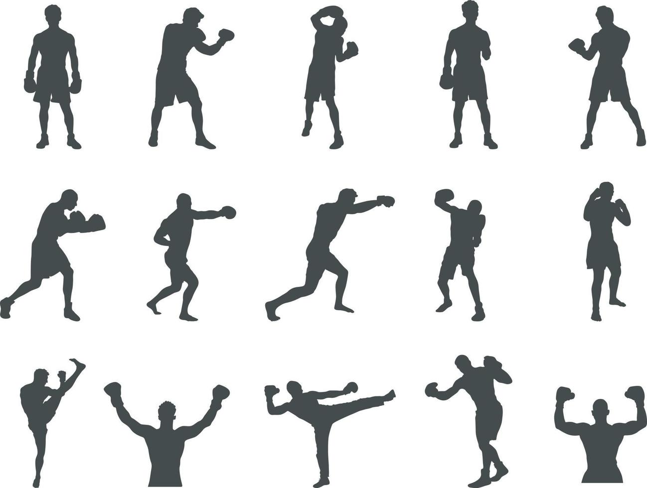 Boxing silhouettes, Boxing silhouette set, Boxers silhouettes, Boxing SVG, Boxing vector -V02