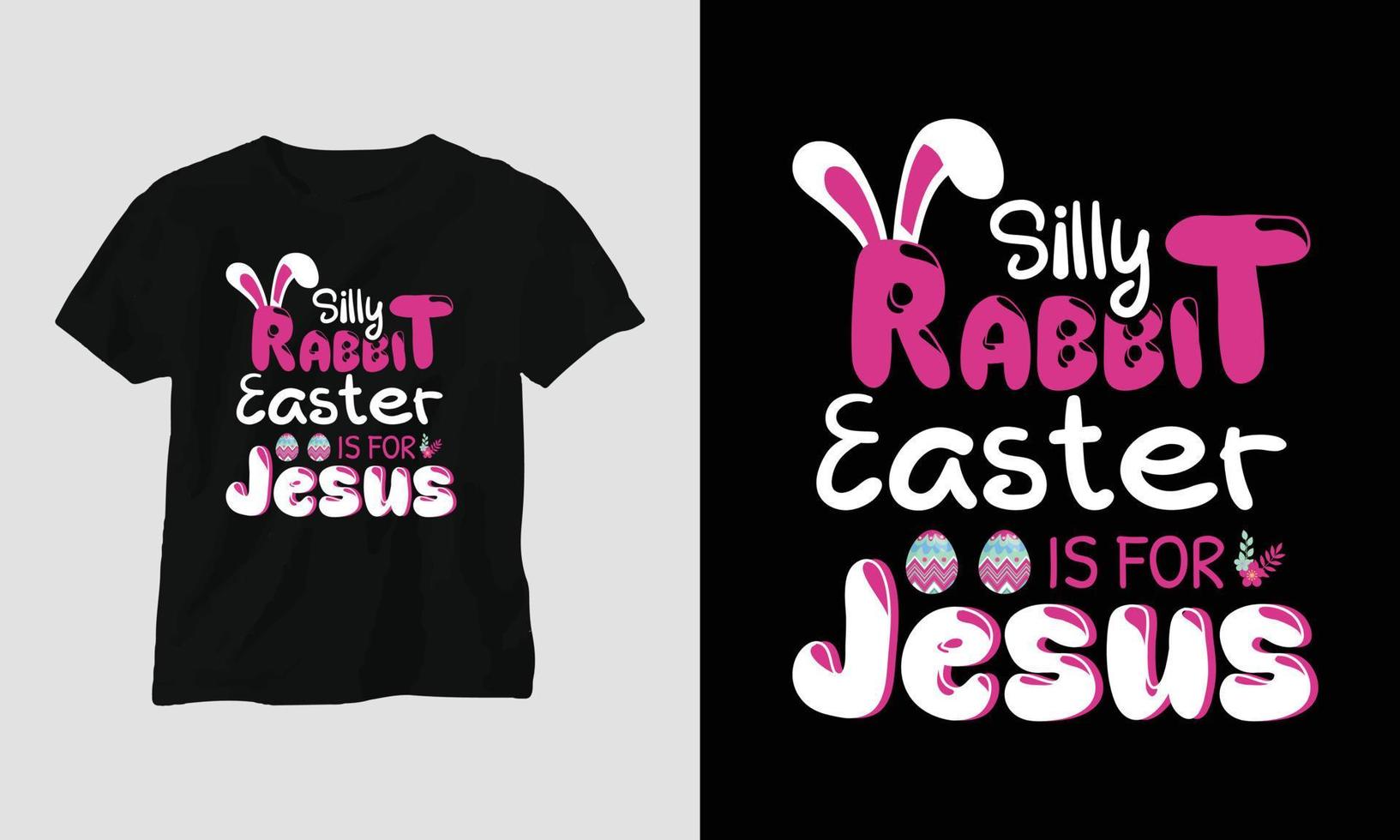 Easter Sunday T-shirt design with bunnies, rabbits, eggs, etc. vector