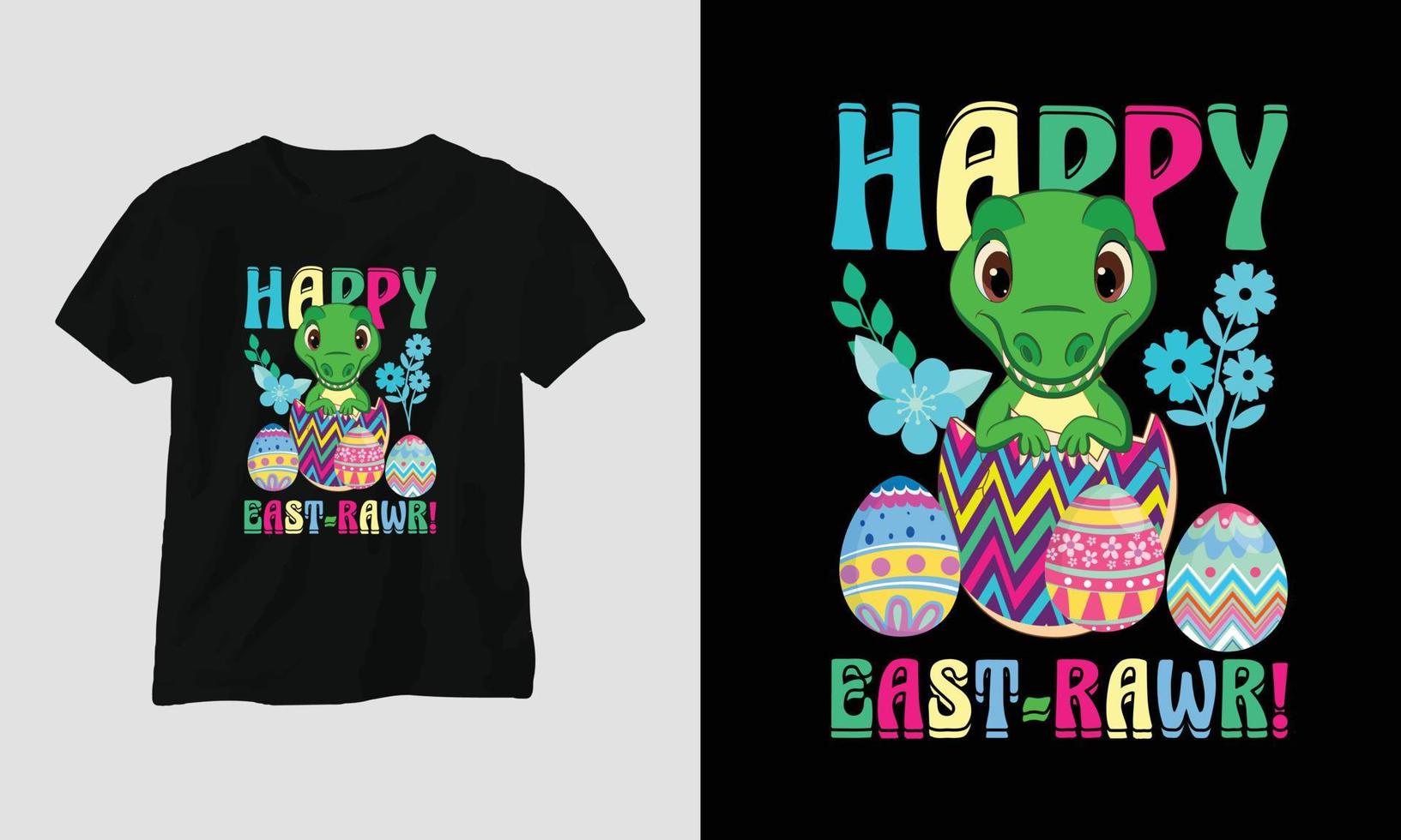 Pascua de Resurrección domingo camiseta diseño con conejitos, conejos, huevos, etc. vector