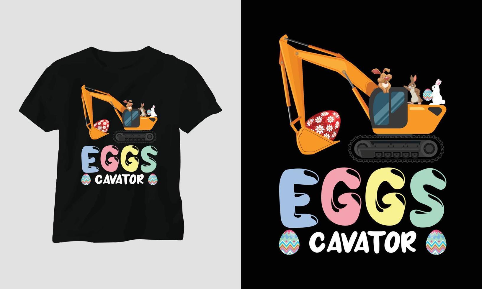 Easter Sunday T-shirt design with bunnies, rabbits, eggs, etc. vector