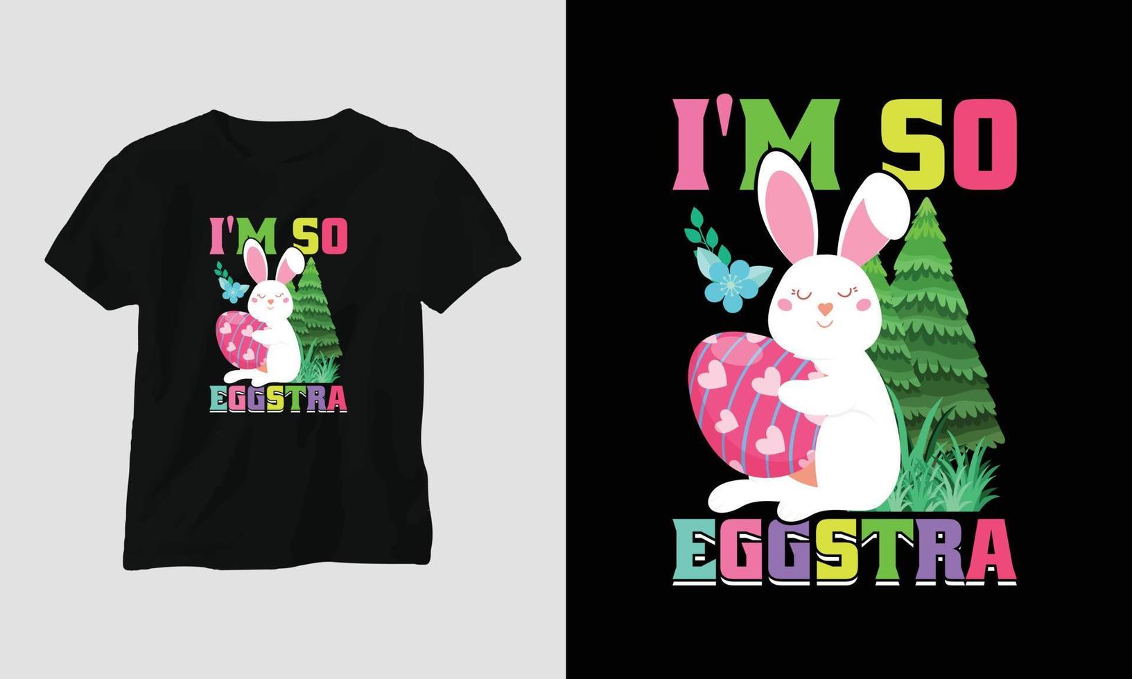 Easter Sunday T-shirt design with bunnies, rabbits, eggs, etc. vector