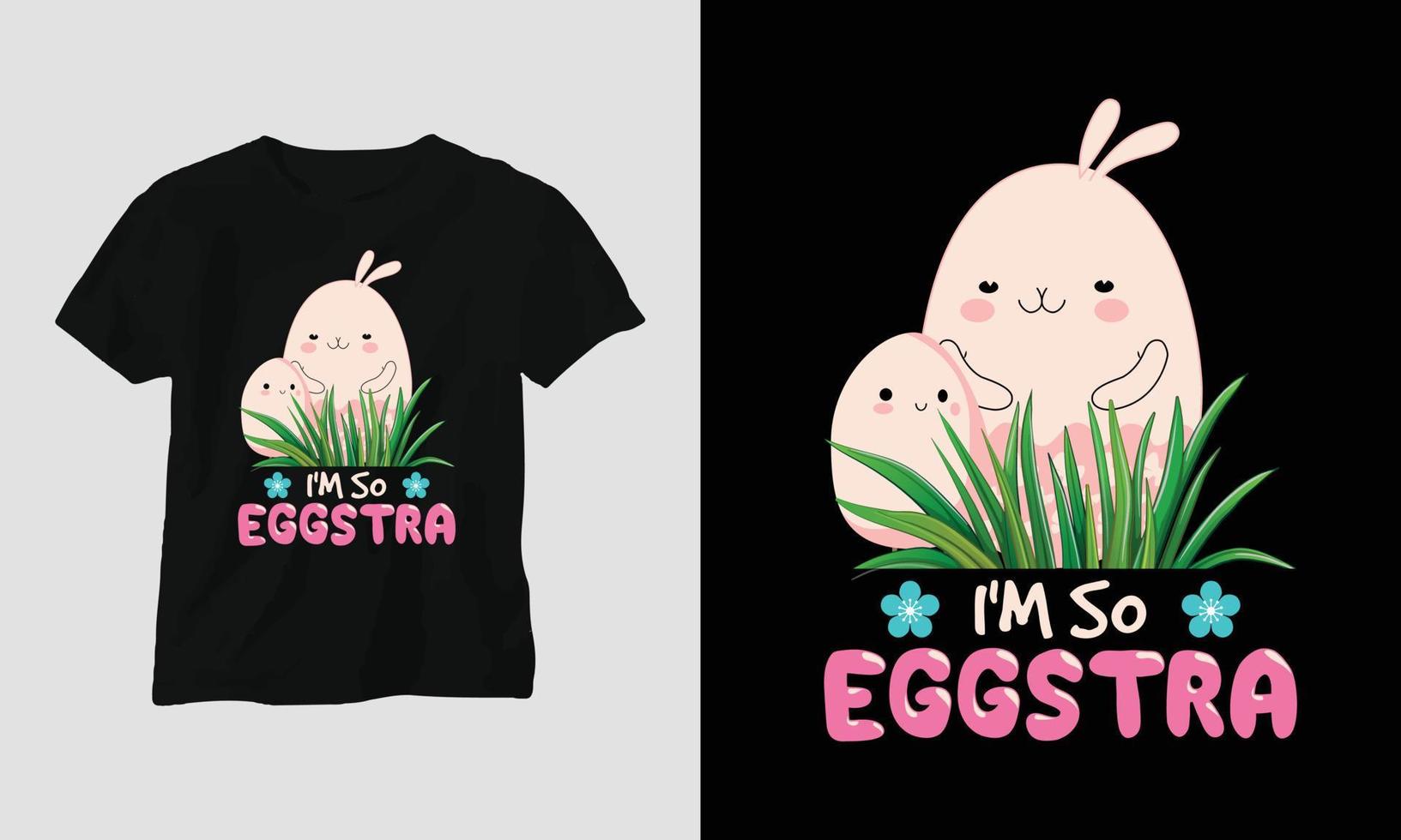 Easter Sunday T-shirt design with bunnies, rabbits, eggs, etc. vector