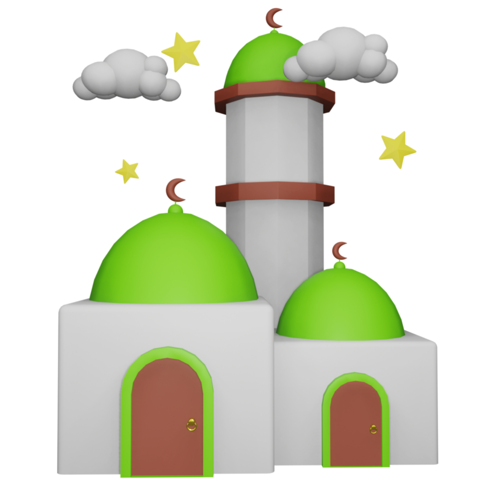 3D Rendering Mosque for Islamic Design Illustration png