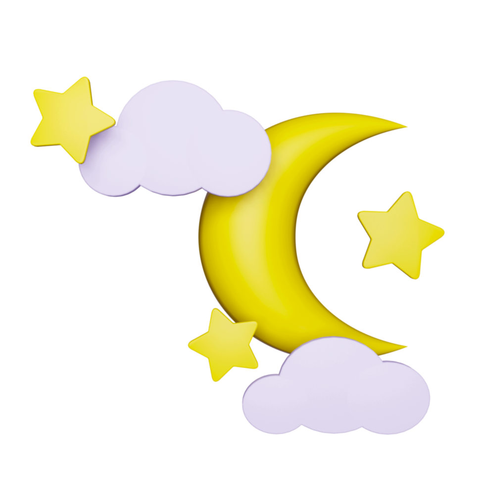 3D Moon and Star Illustration png