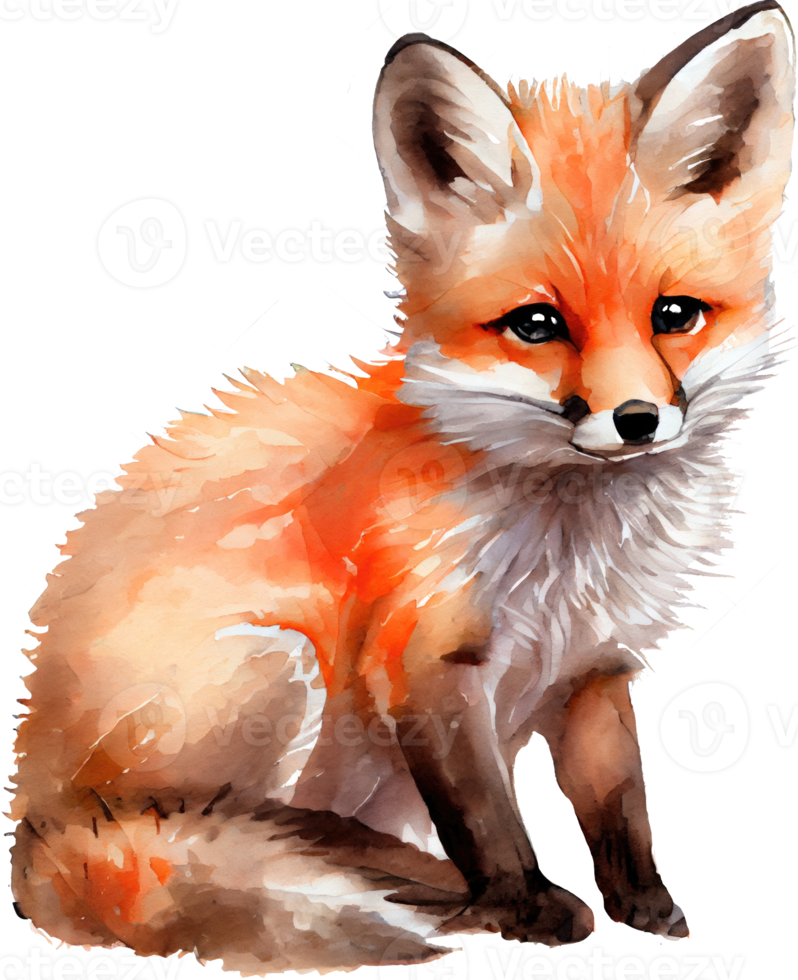 Fox Watercolor Illustration png