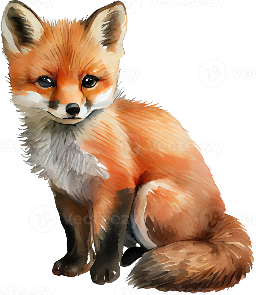 Fox Watercolor Illustration png