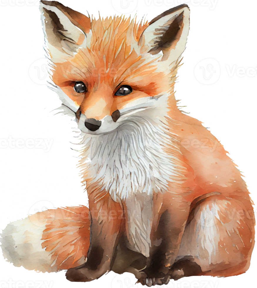 Fox Watercolor Illustration png