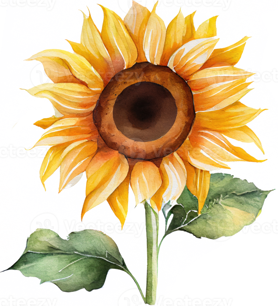 girasol acuarela ilustración png