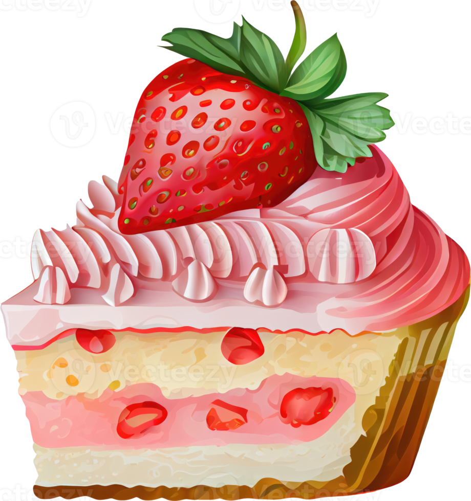 Erdbeerkuchen Aquarell png