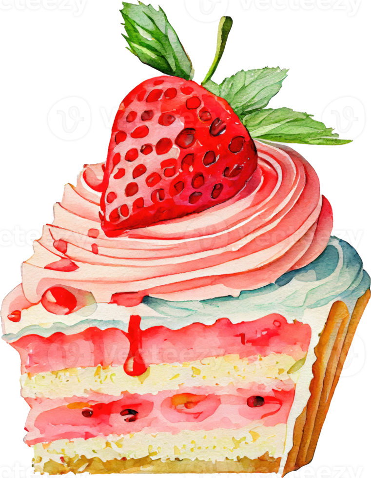 aquarelle de gâteau aux fraises png