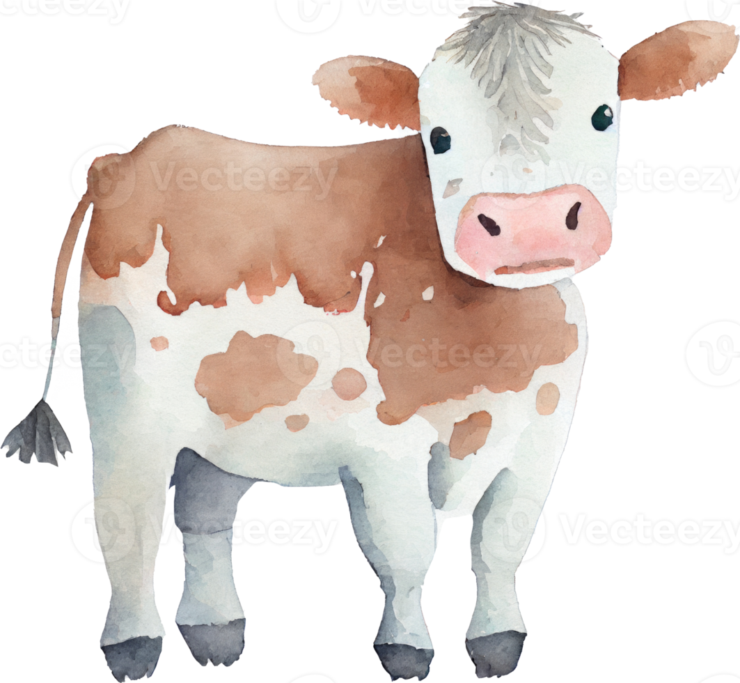 koe boerderij dier waterverf illustratie png