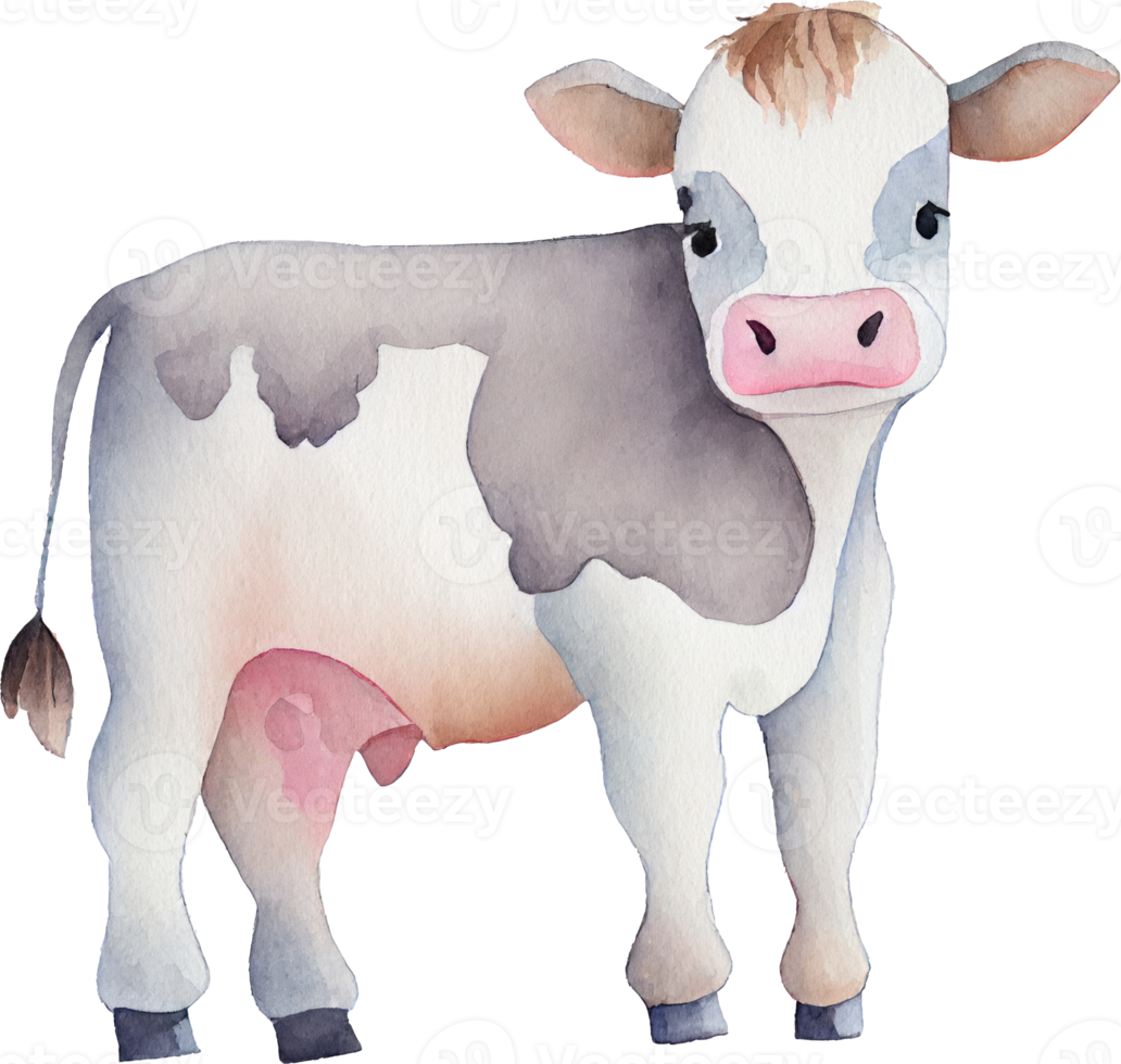 mucca azienda agricola animale acquerello illustrazione png