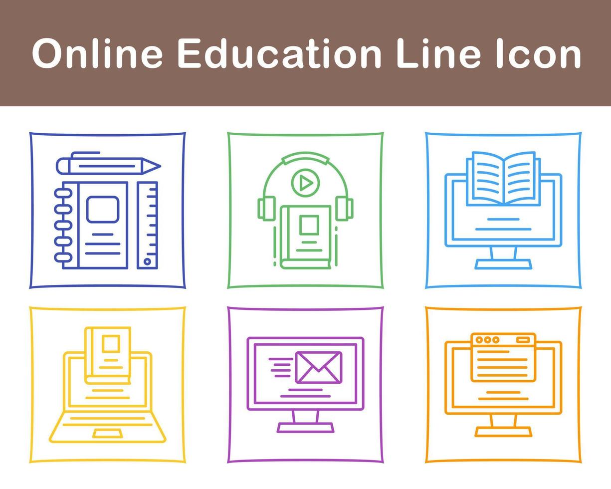 conjunto de iconos de vector de educación en línea