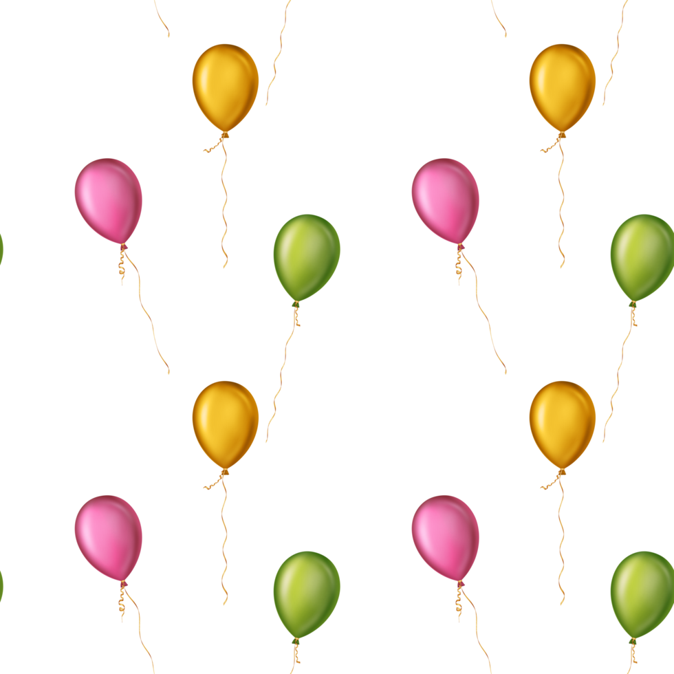 Seamless repeatable pattern of colorful balloons png