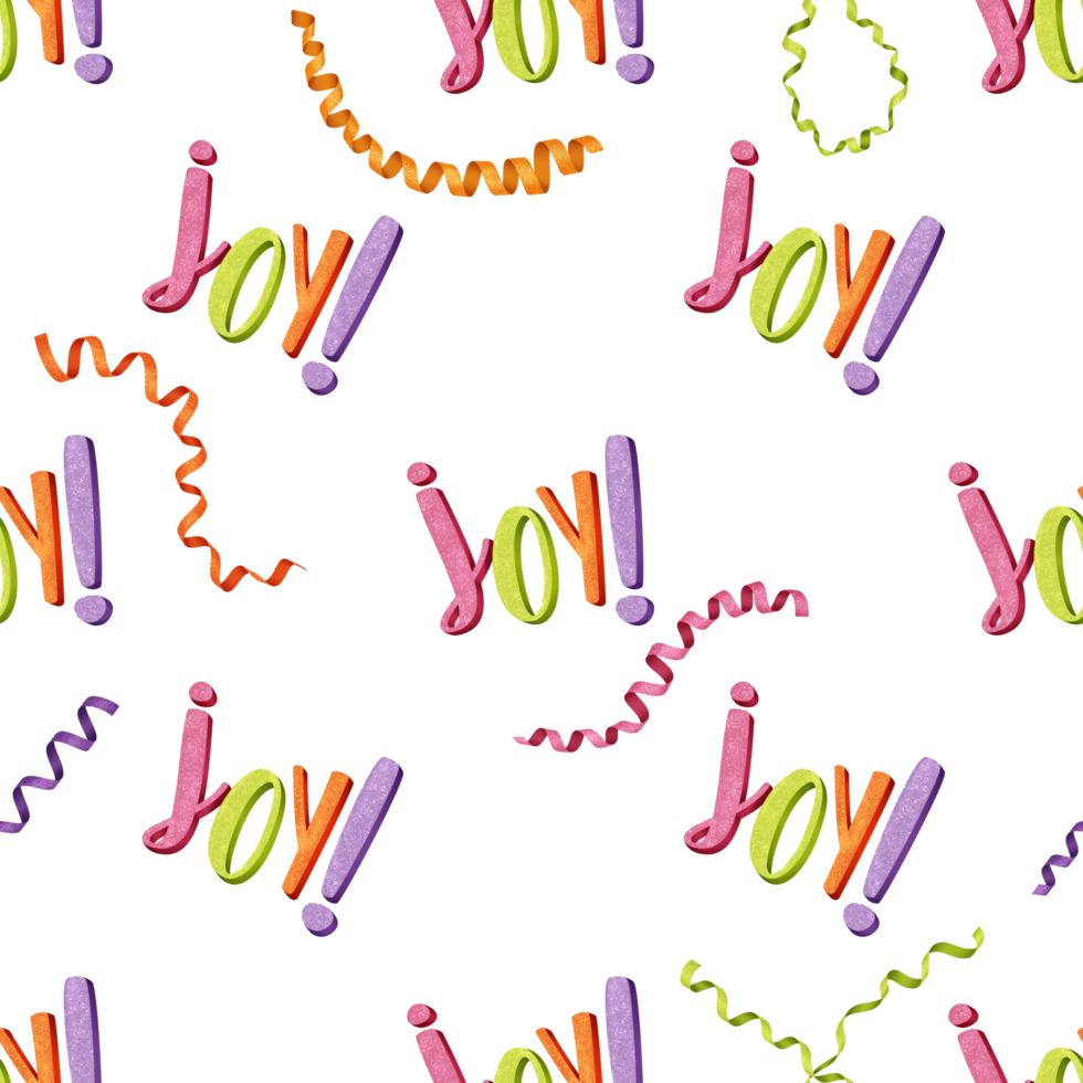 Seamless pattern of colorful letters and ribbons png