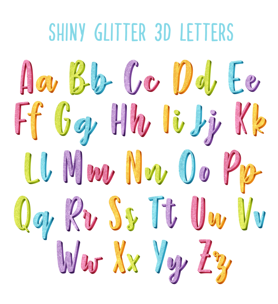 3D shiny colorful alphabet png