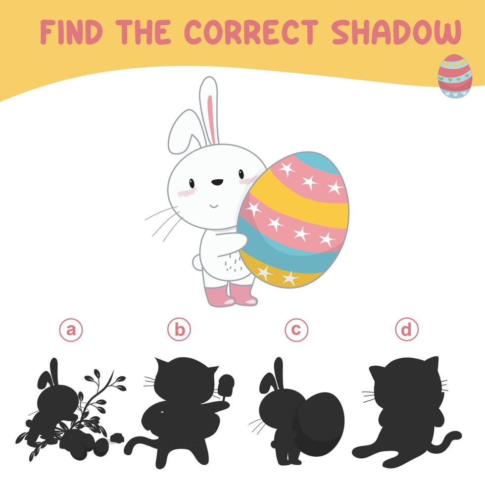 Find the correct shadow. Matching shadow game for children. Worksheet for kid. Educational printable worksheet. Vector illustration.