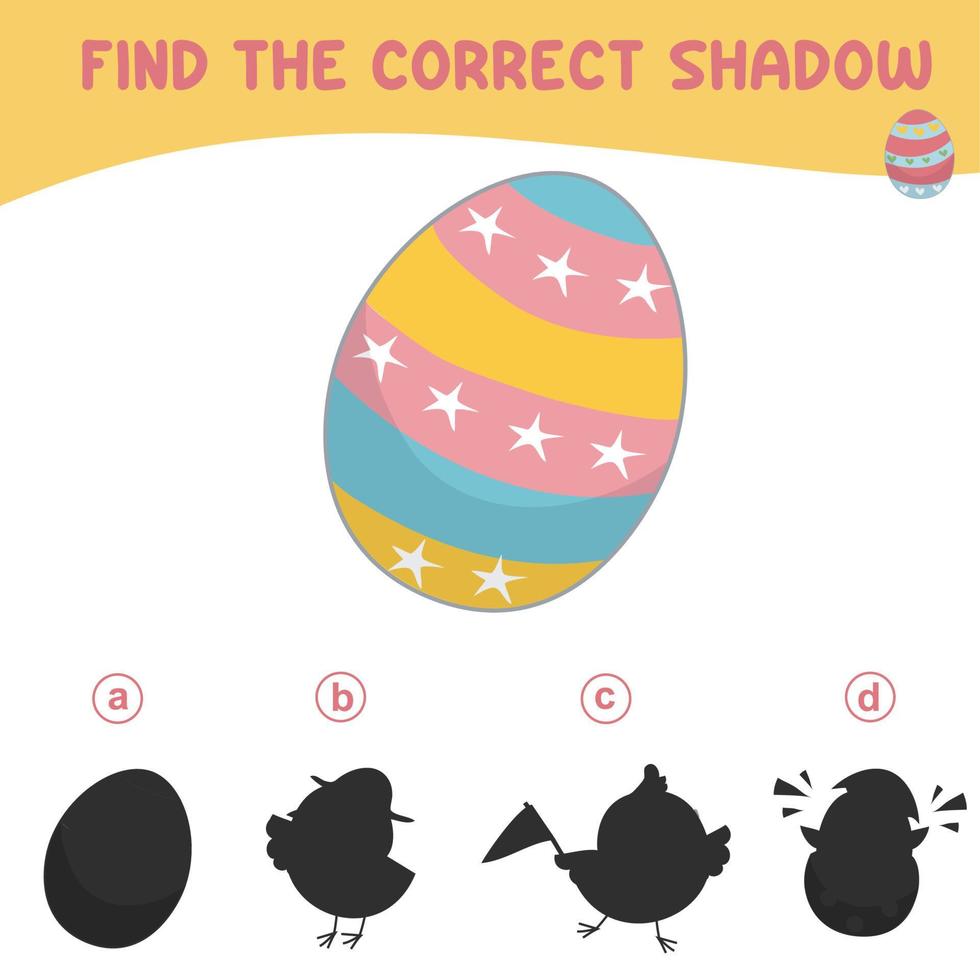 Find the correct shadow. Matching shadow game for children. Worksheet for kid. Educational printable worksheet. Vector illustration.