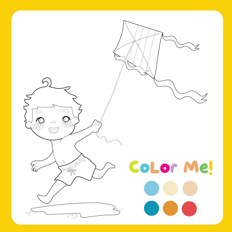 Colouring page with summer theme. Coloring activity for kids. Vector ...