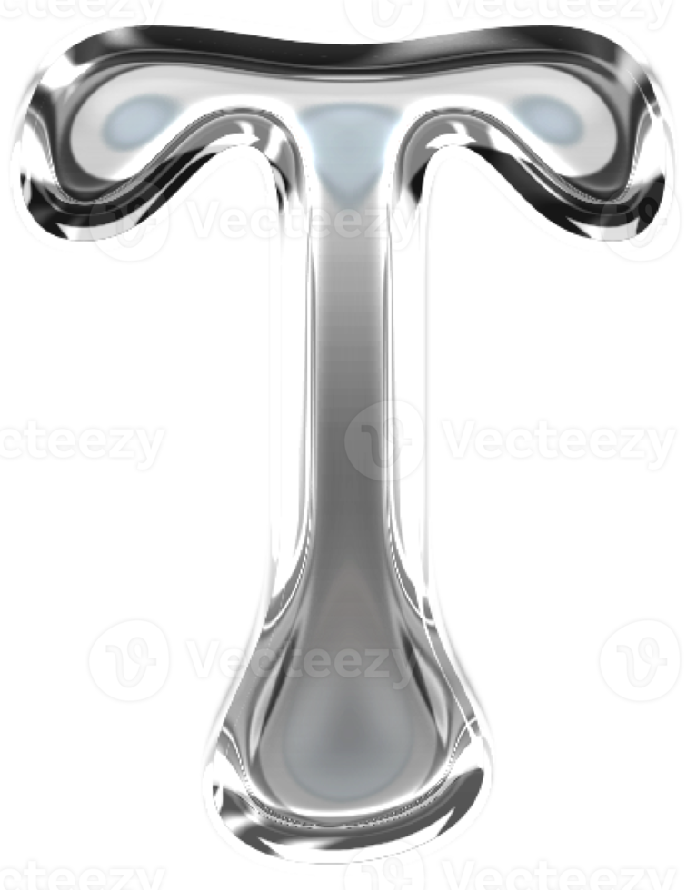 metallisch gedrückt geschmolzen Typografie Brief t png