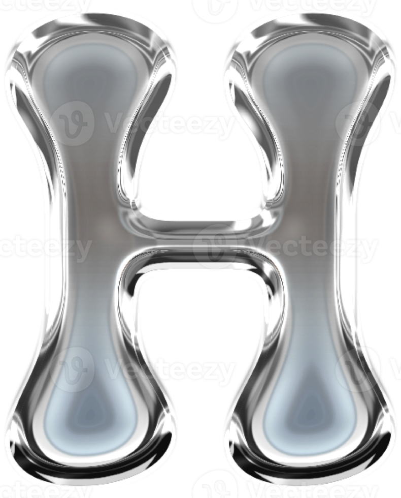 Metallic Pressed Molten Typography Letter H png