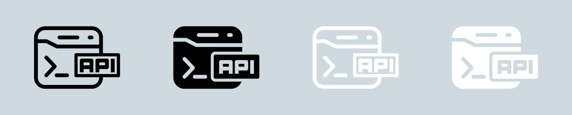 Api icon set in black and white. Application programming interface signs vector illustration.
