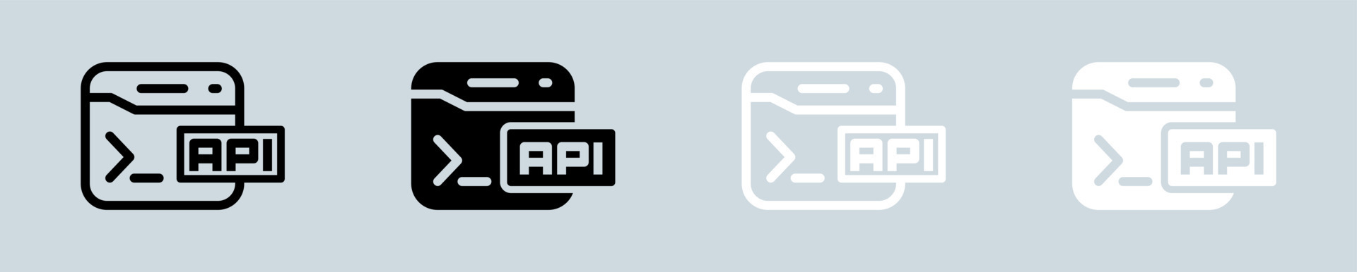 Api icon set in black and white. Application programming interface ...