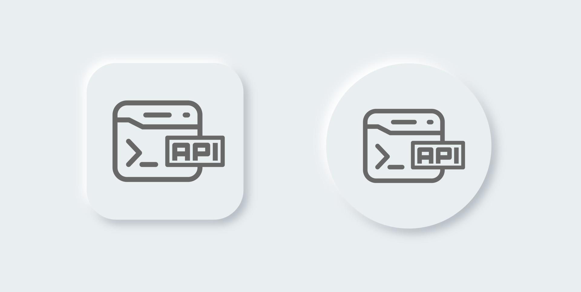 Api line icon in neomorphic design style. Application programming interface signs vector illustration.