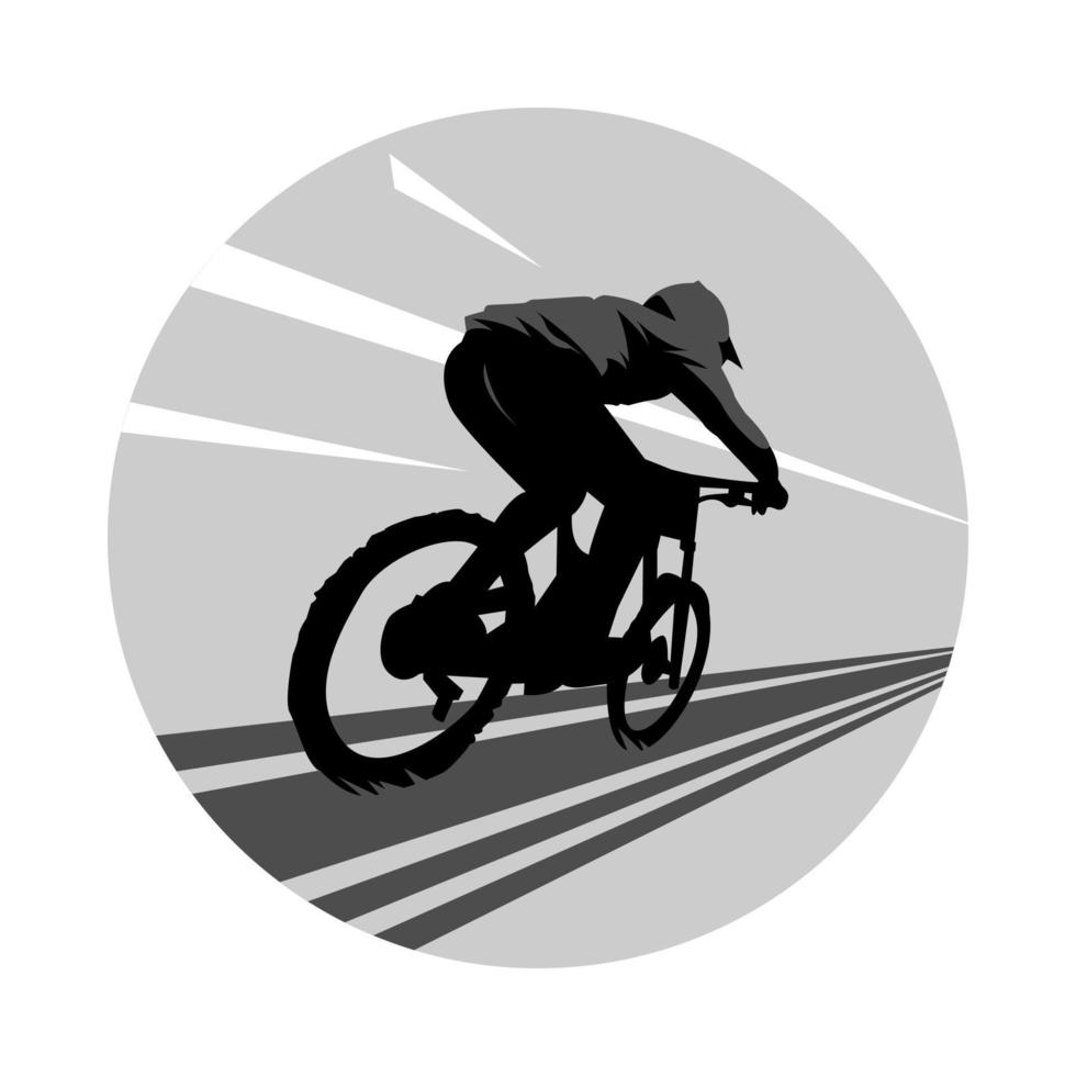 bmx motorista espalda ver monocromo. extremo deporte concepto, cuesta abajo, jinete, corredor. vector ilustración. el diseño es adecuado para camiseta, pegatina, imprimir, póster, regalo, etc.