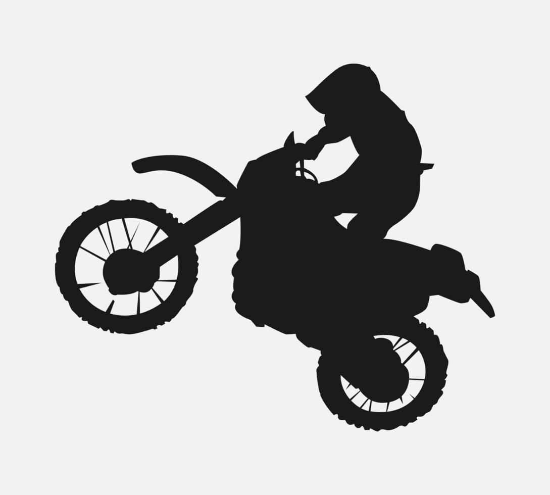 silueta de un saltando motocross corredor. extremo deporte concepto, vehículo. vector