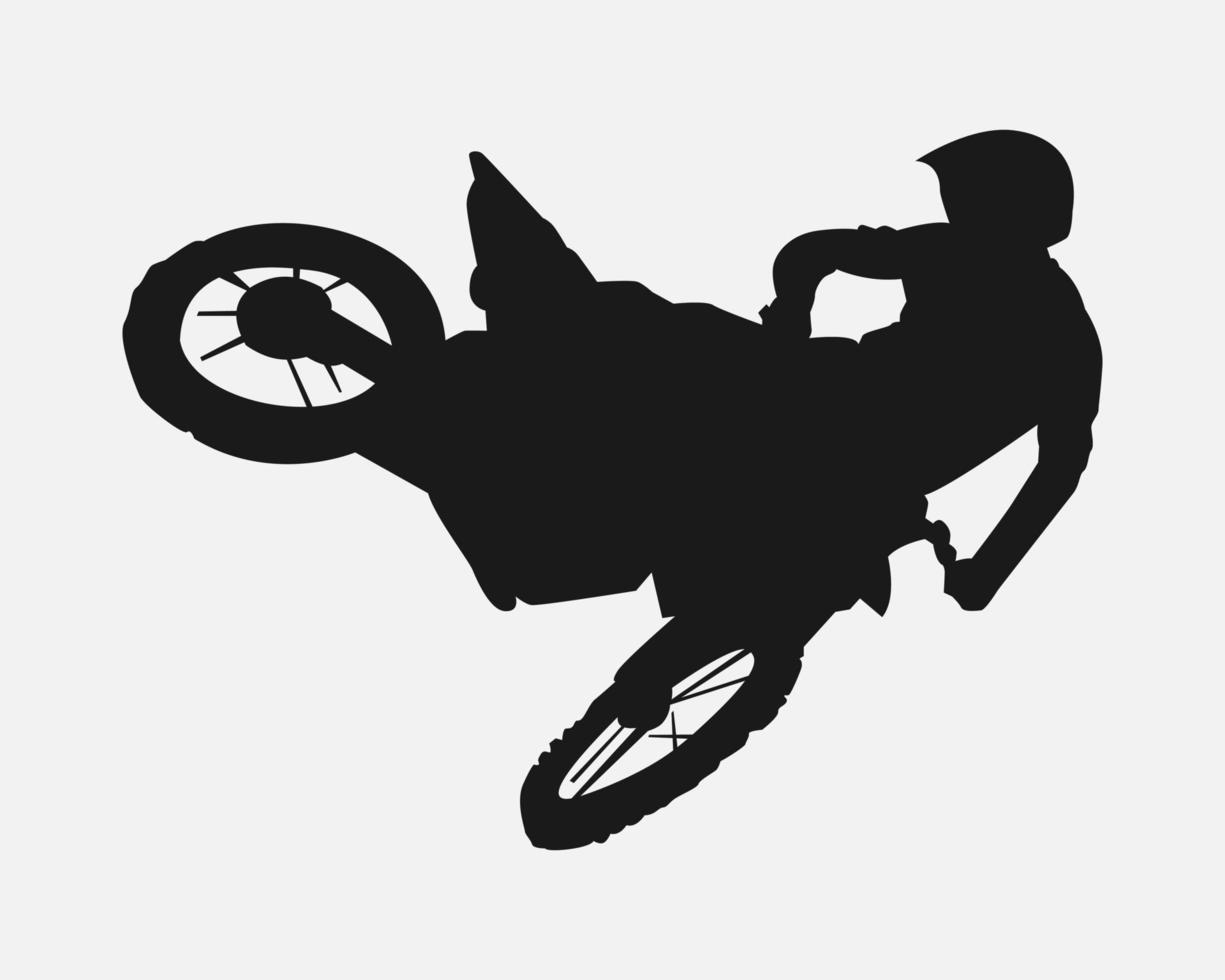 silueta de un motocross corredor haciendo estilo libre, saltando extremo deporte concepto, vehículo. vector