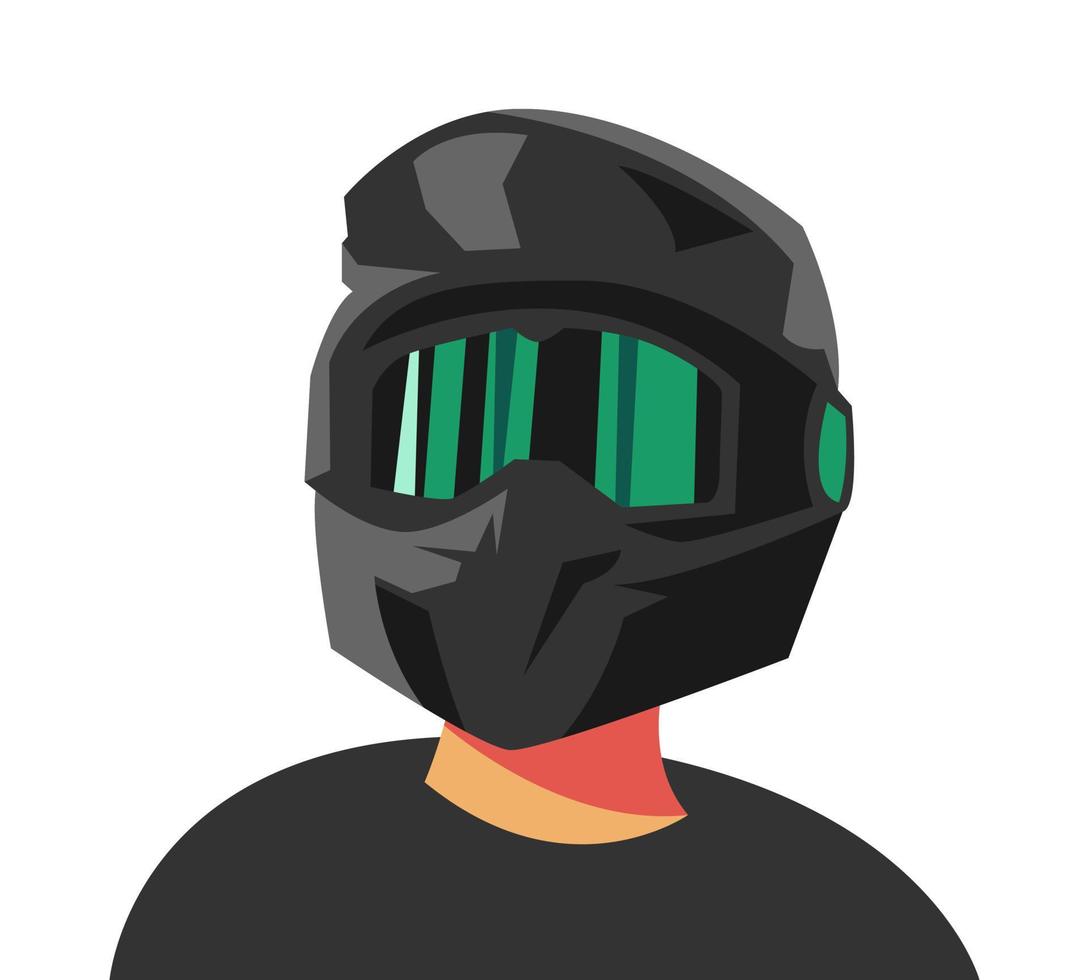 hombre en motocross casco. corredor, jinete, ciclista concepto. adecuado para avatar perfiles, camiseta diseño, imprimir, pegatina, póster. vector