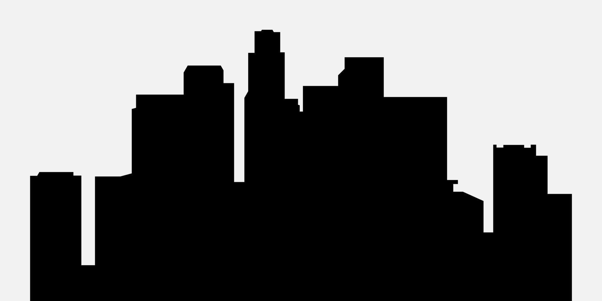 silhouette of city landscape, buildings, skyscraper, night. black and white. concept of architecture, business, city, cityscape. vector illustration.