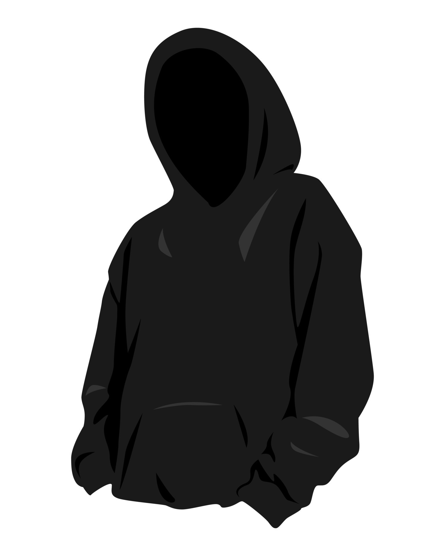 black color hoodie jacket vector. concept of clothing, lifestyle. flat