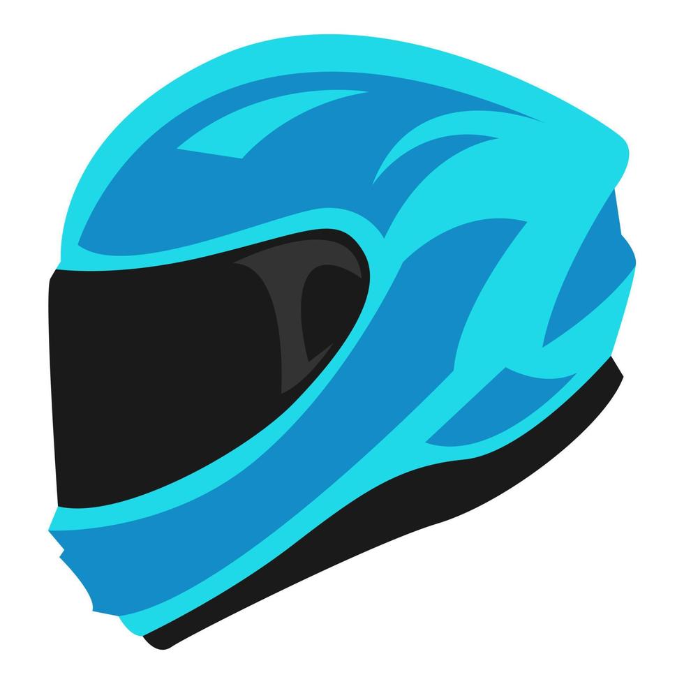 blue full face helmet side view. concept of helmet, head protection, sport, motorcycle racer. flat vector icon.