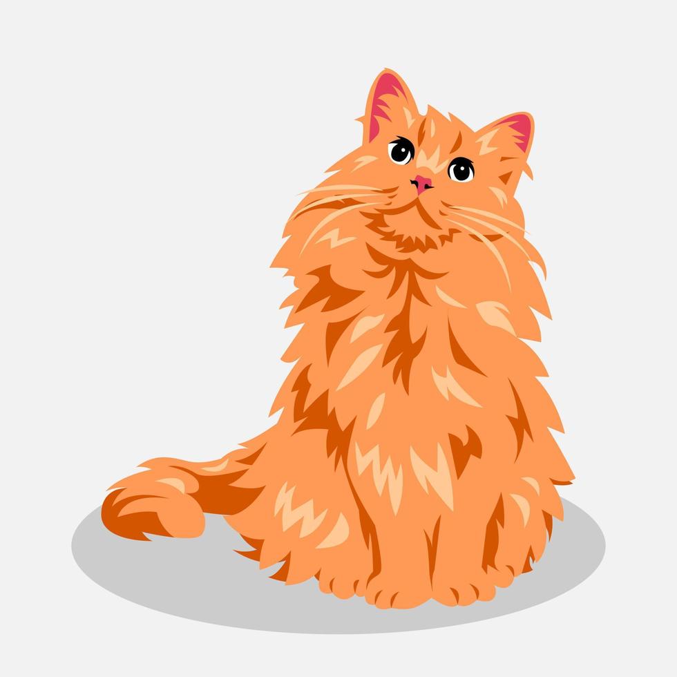 cute orange cat cartoon illustration. full body. pet, animal. for print, sticker, poster, and more. vector