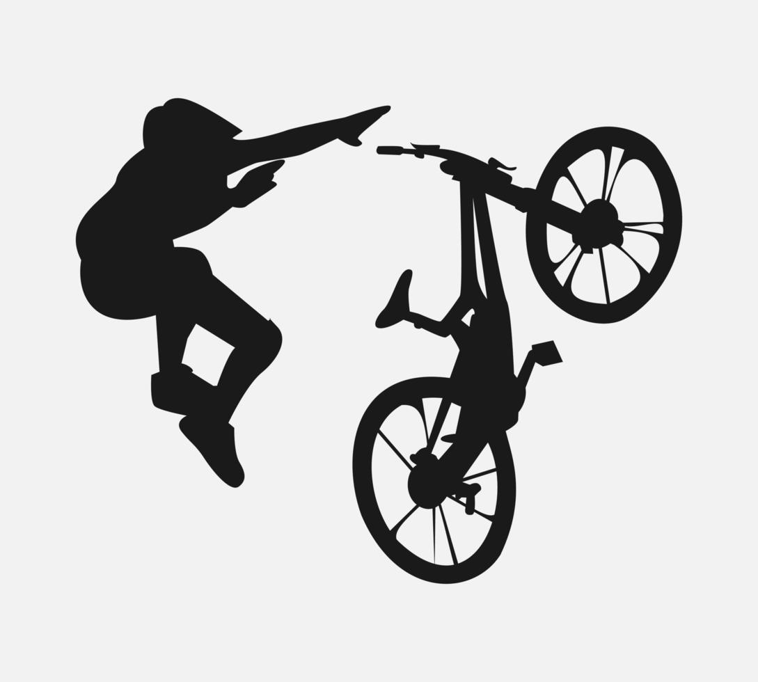 mountain biker fall. silhouette vector. cyclist, racer, downhill concept. suitable for t-shirt design, print, poster, sticker, for personal use, gift, cyclist community. vector