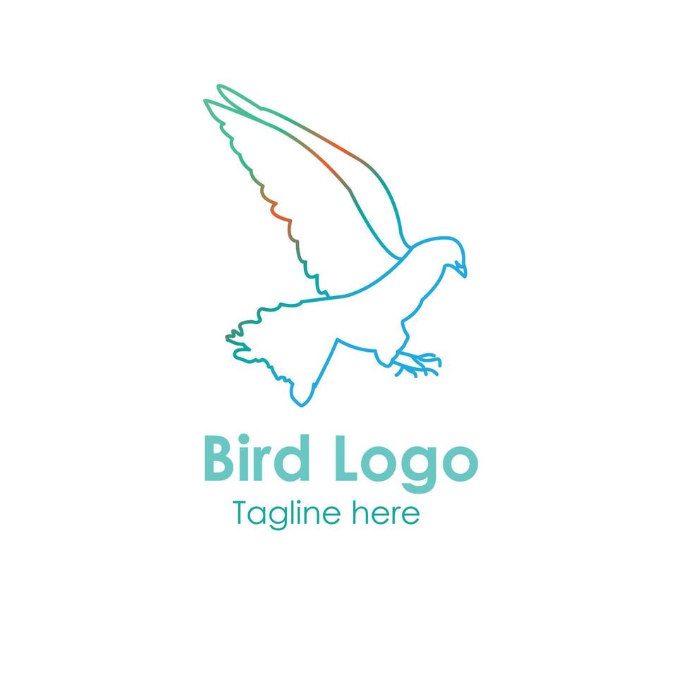 Abstract bird line art logo vector illustration with colorful dummy text.