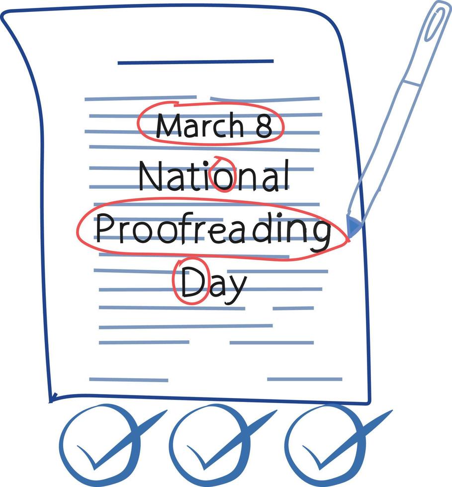 March 8 is National Proofreading Day Vector illustration.