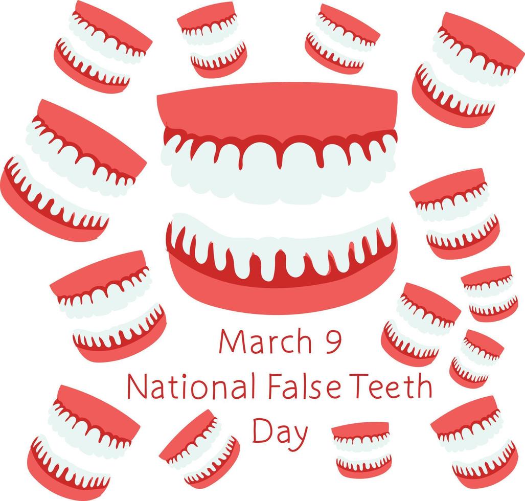 National False Teeth Day Vector illustration.
