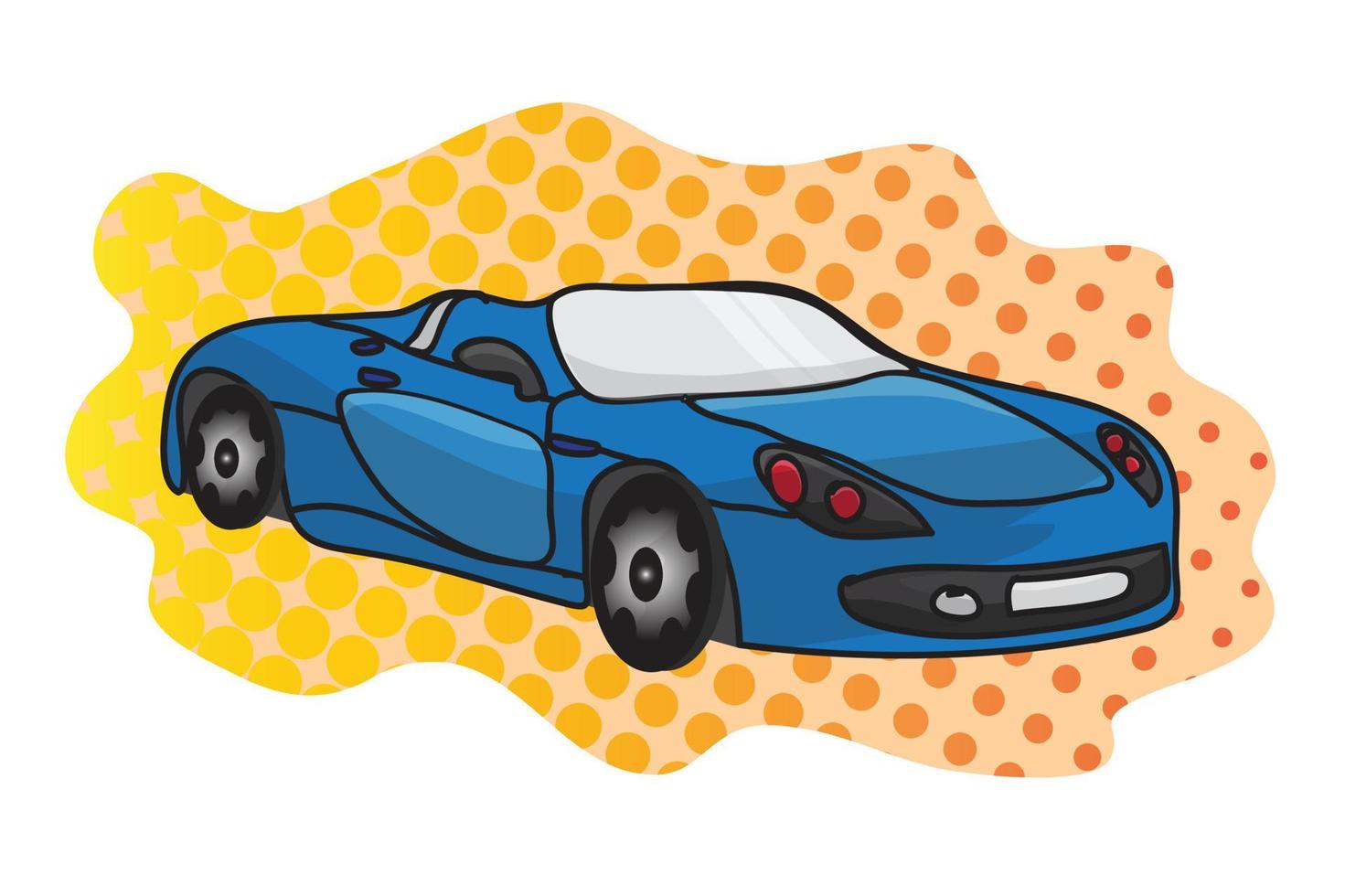 Blue car vector illustration and graphic on white isolated background.