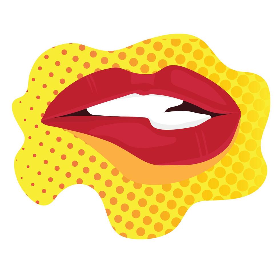 Women red lips vector illustration on white background.