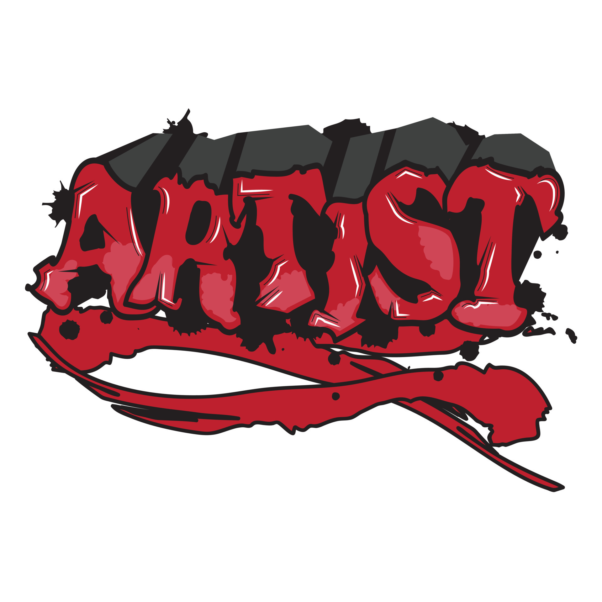 'Artist' typography with graffiti style and grunge effects vector