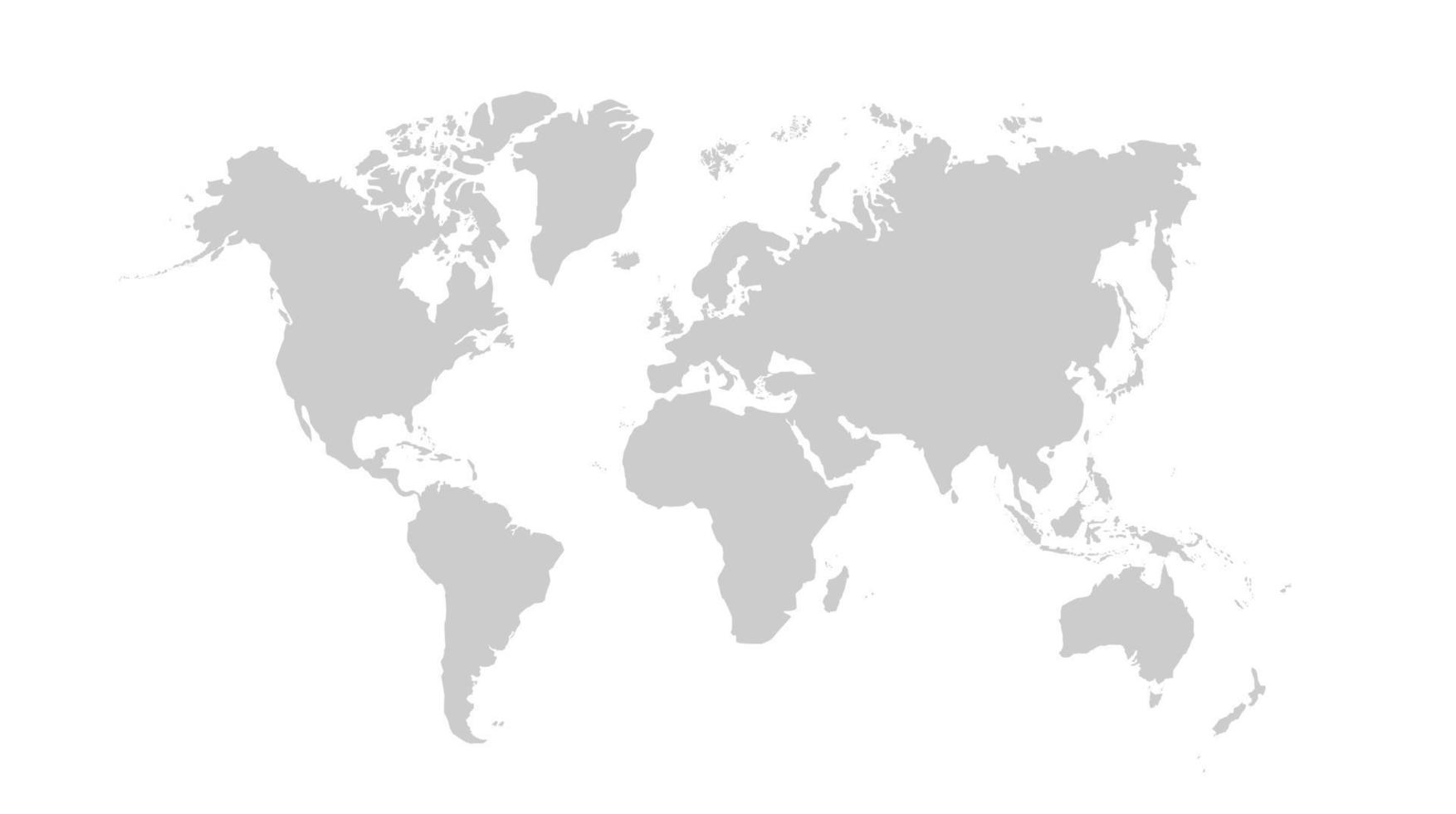 World map on vector illustration. World map template with continents, North and South America, Europe and Asia, Africa and Australia