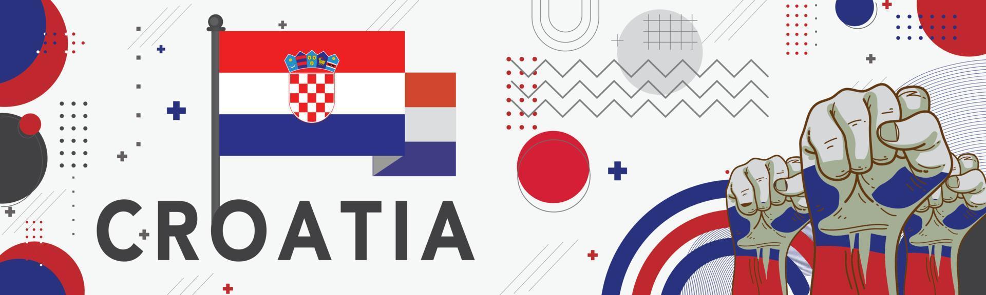 Banner Croatia national day with flag colors theme background and geometric abstract retro modern blue red white design. Croatian people. Sports Games Supporters Vector Illustration