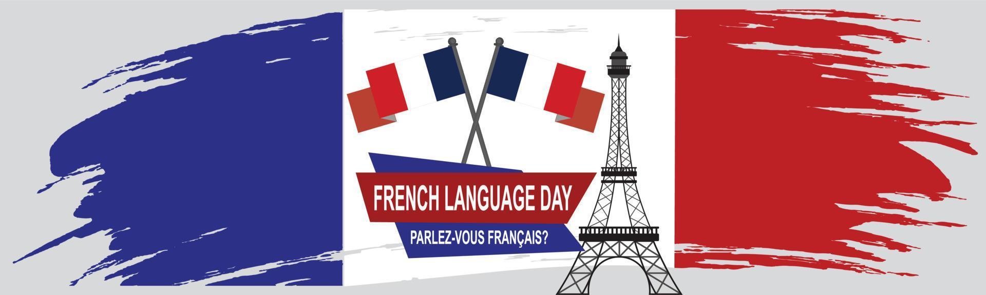 FRENCH LANGUAGE DAY Banner vector illustration Vector Art