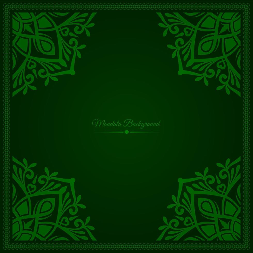 green mandala background, with decorative frame vector